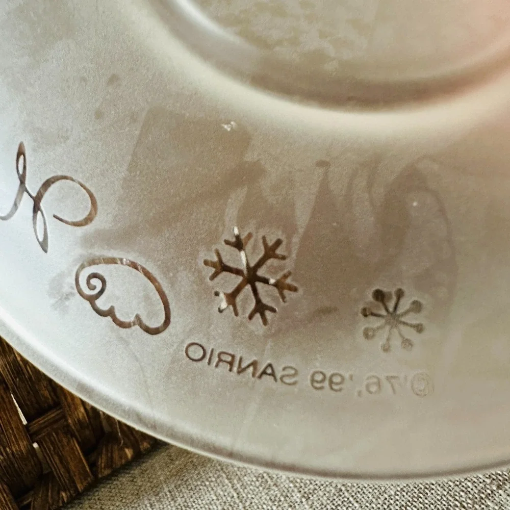 Vintage Hello Kitty Sanrio‎ Tea Cup Saucer Frosted Glass 90s